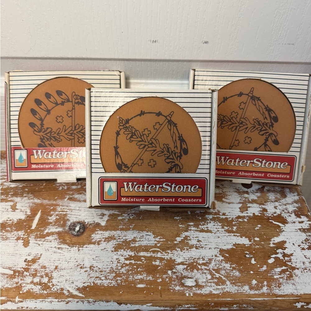 Vintage WaterStone Moisture Absorbent Coasters – Set of 6 (3 Packs, New in Box)